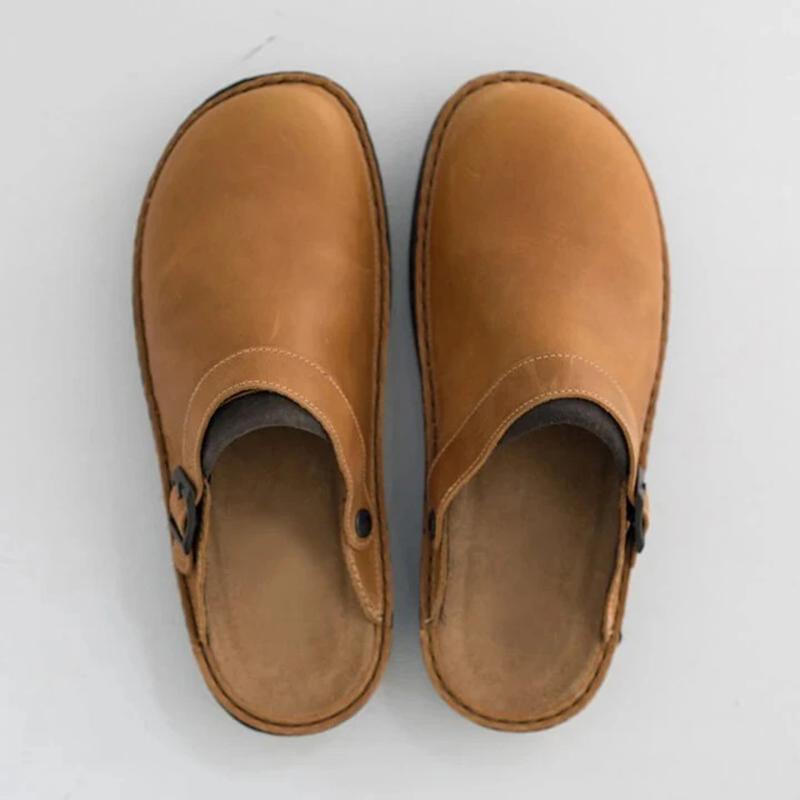 Fashion Crestar Summer Suede Sandals For Men Fashion Outdoor Casual Beach Shoes Soft Thick Sole Rubber Slipper With Adjustable Buckle