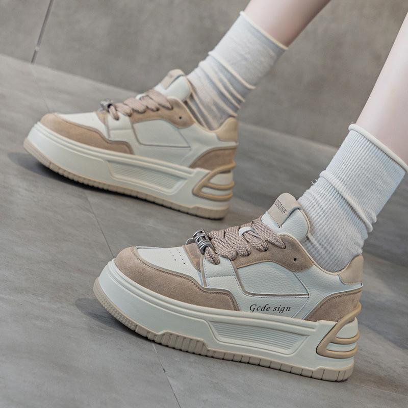 Inner height-increasing women's shoes 2025 spring new women's shoes versatile thick baseplate shoes muffin sole casual shoes white shoes women