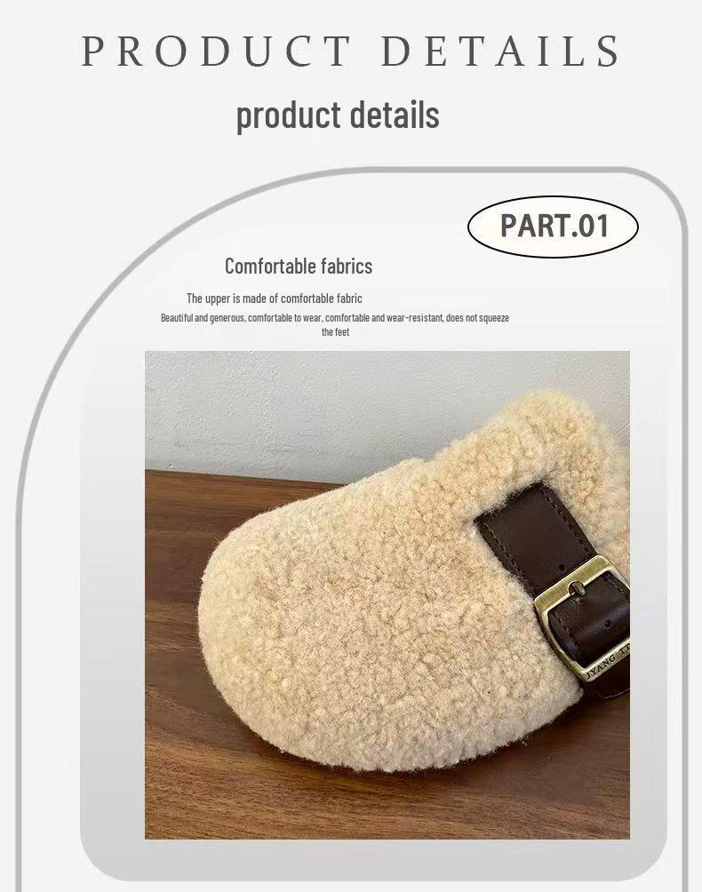 Women's Fluffy Korean Style Slip-on Thick Sole Cotton Slippers 2025 - Winter Collection