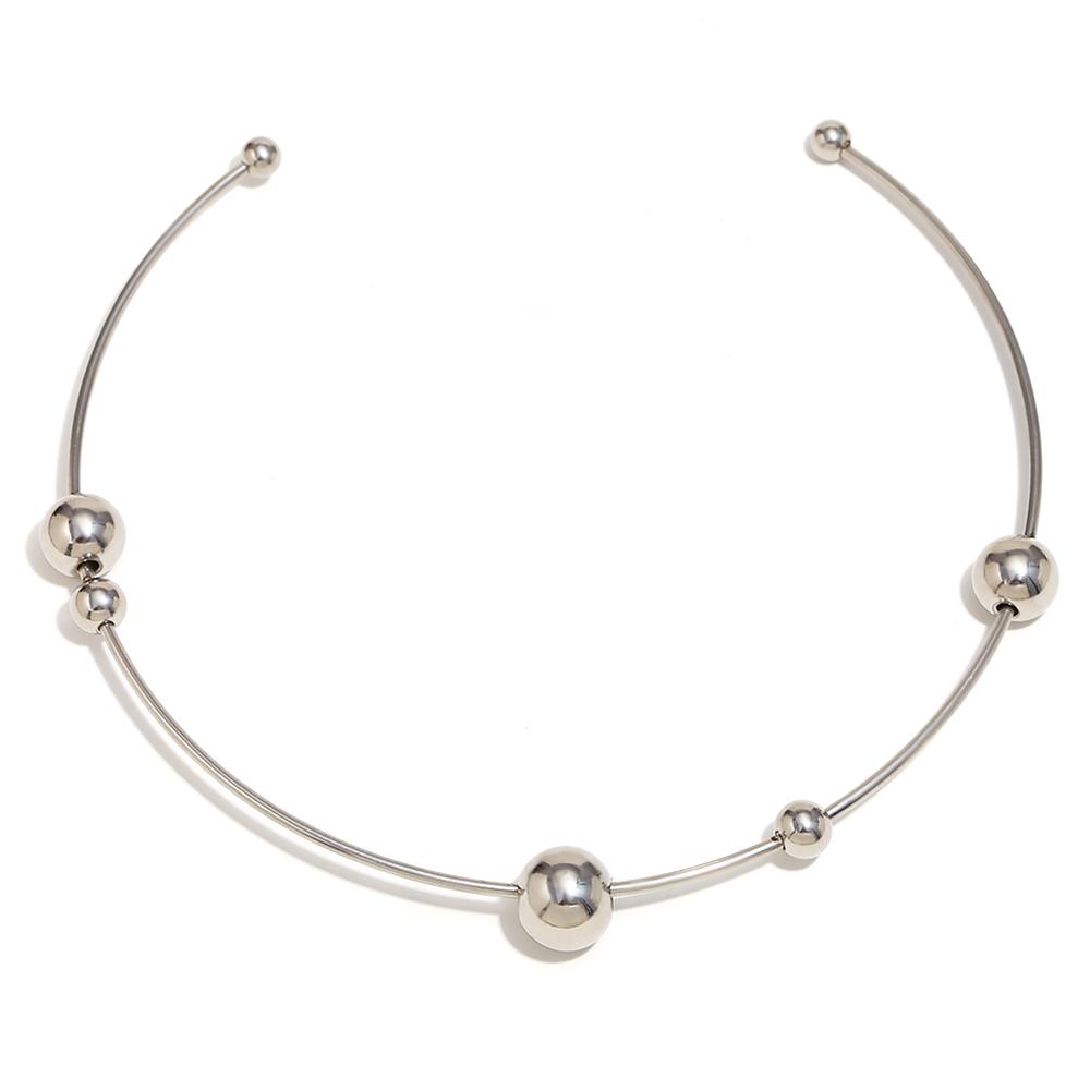 

MamacitaSlay Unique Design Beads Titanium Choker Necklaces for women Party stainless steel jewelry On the Neck серебряный