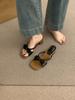 2025 New French Square Head Open-toed One-word Cool Slippers Women Wear Fairy Style Versatile Thick-heeled Slippers In Summer