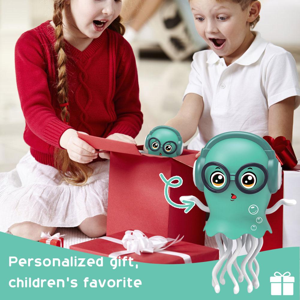 LED Dancing Funny Jellyfish Toy Smart Obstacle Avoidance Interactive Moving Toy Education Toddler Jellyfish Toy for Kids Gift