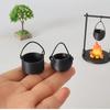 Mini Campfire Hanging Stove Pot Dollhouse Camping Picnic Firewood Pile Sand Table Micro Landscape Scene Decoration Ornament Toy