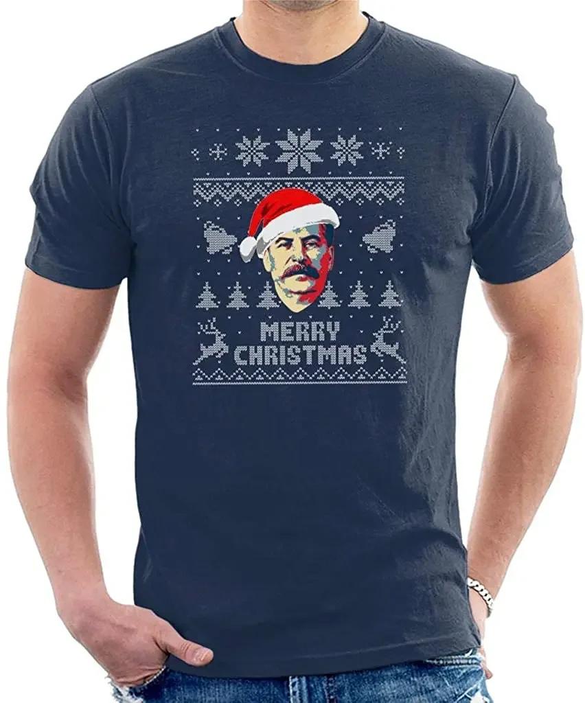 

Merry Christmas Stalin Ugly Christmas Sweater TShirt 100 Cotton ONeck Summer Short Sleeve Casual Mens Tshirt Size S3XL 4XL