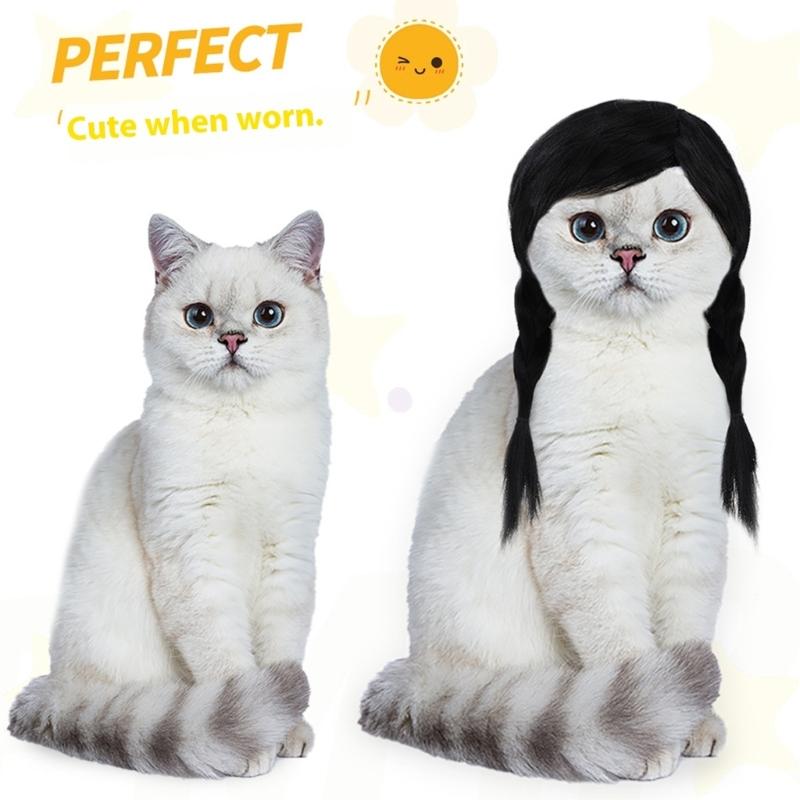 Pet Headdress Ponytail Wigs Costume Dog Wigs for Small Medium Large Pet Dog Party Hairpiece for Halloween Party