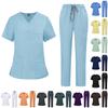 Women's Scrub Set V-Neck Short Sleeve with Pockets Quick-Dry Fabric for Healthcare Workers