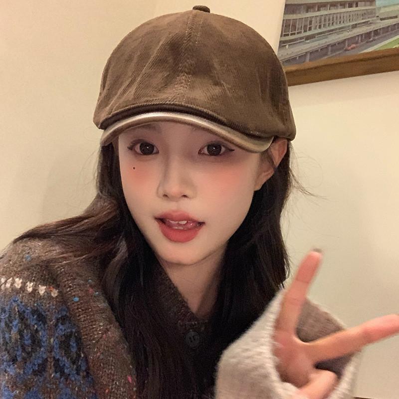 Corduroy Beret Hat For Women Autumn Winter With Breathable Warmth And Sun Protection