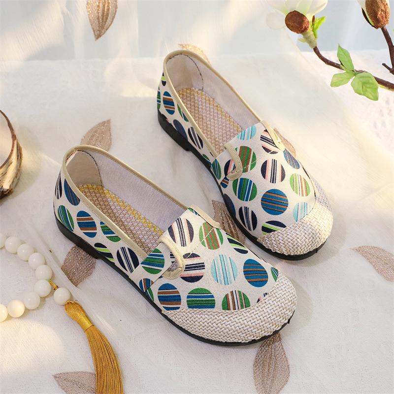 Women's Canvas Shoes Ethnic Old Beijing Cloth Shoes Linen Soft Soled Single Shoes Mother's Shoes