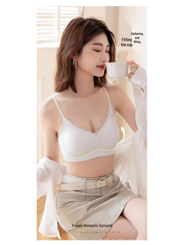 Original Seamless Lace Underwear for Women: Comfortable, Anti-Sagging, Small Chest Support with a Beautiful Vest-Style Back.
