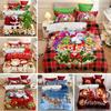 3Pcs Christmas Duvet Cover Set - Festive Reindeer, Santa & Gingerbread For Man Designs - Soft Polyester Bedding For All Seasons