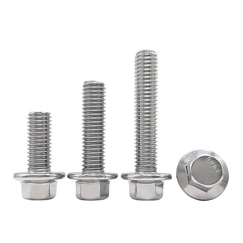 UNC 1/4-20 5/16-18 3/8-16 304 Edelstahl Sechskantkopf mit gerändeltem Flansch Kappe Schraube Sechskant Unterlegscheibenkopf Schraube