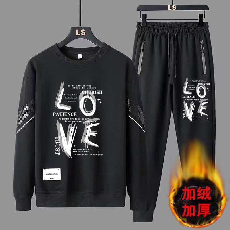 

Spring Autumn Casual Hoodie Set for Men Cool Long Sleeve Two Piece Set Male Tracksuit 3XL