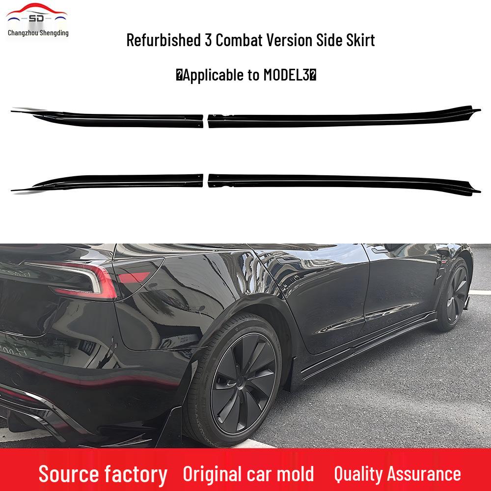 2024+ Tesla Model 3 Performance Glänzend Schwarze Seitenschweller Modifikations Teile