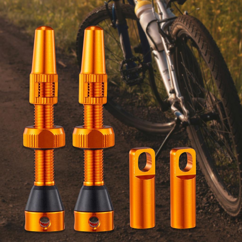 Tubeless Presta Valve Stem 60mm Lightweight Alloy Presta Valve Stem with Valve Core Remover Tool and Valve Stem Caps