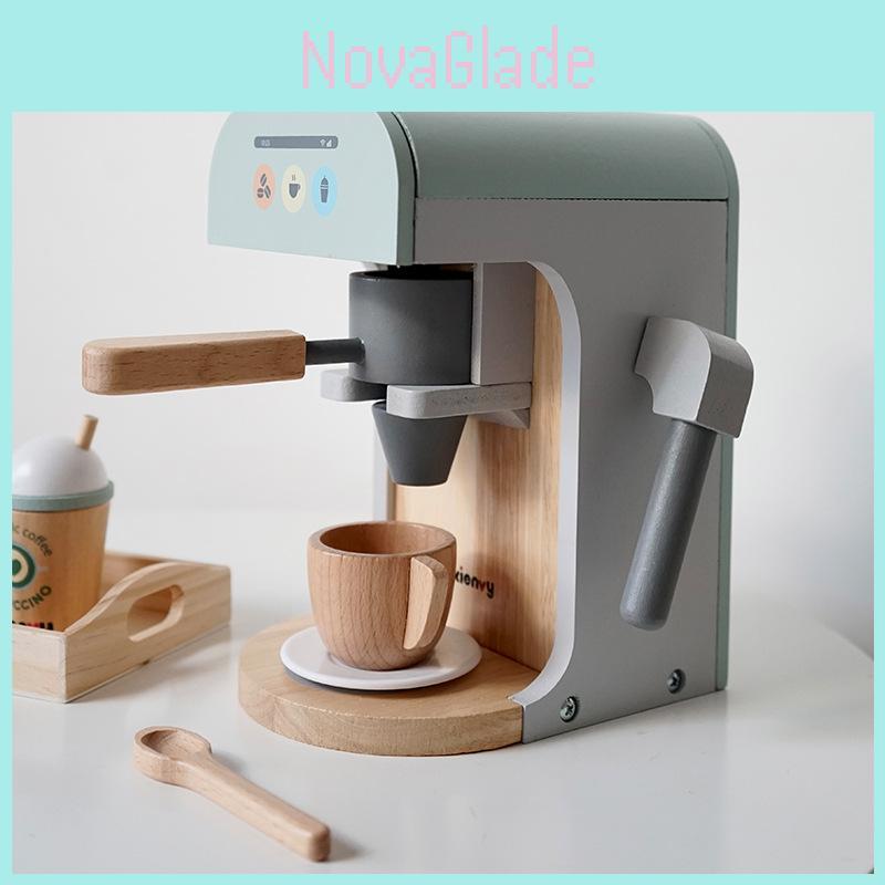Wooden Kids Pretend Coffee Machine Toy For Children Age 2 To 5 With Realistic Design And Visual Skills Development