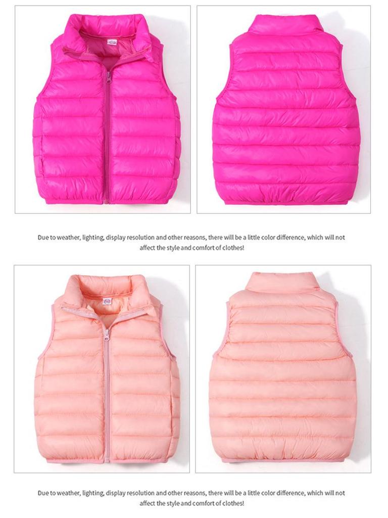 Children's Korean Style Lightweight Down Cotton Vest, 2025 Autumn/Winter Stand-up Collar Warm Gilet for Boys and Girls