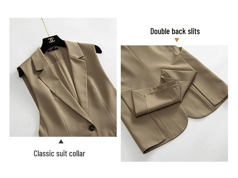 Gilet de costume minimaliste tendance de style coréen pour femmes - Vêtement d'extérieur haut de gamme, à la mode et polyvalent