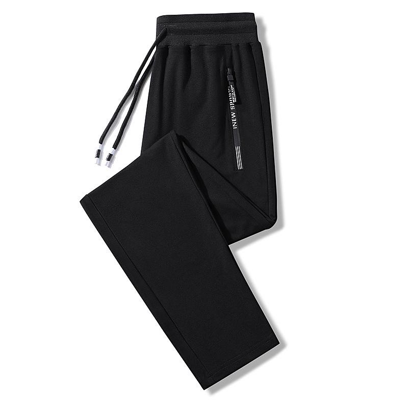 Men's Pure Cotton Lightweight Straight-Leg Sweatpants - Solid Color, Loose Fit for Summer and Spring.