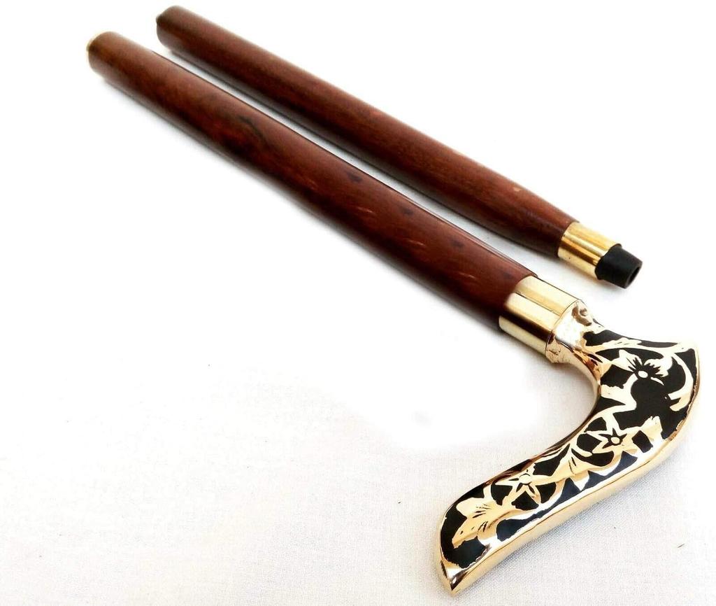 Victorian brass design handle walking stick