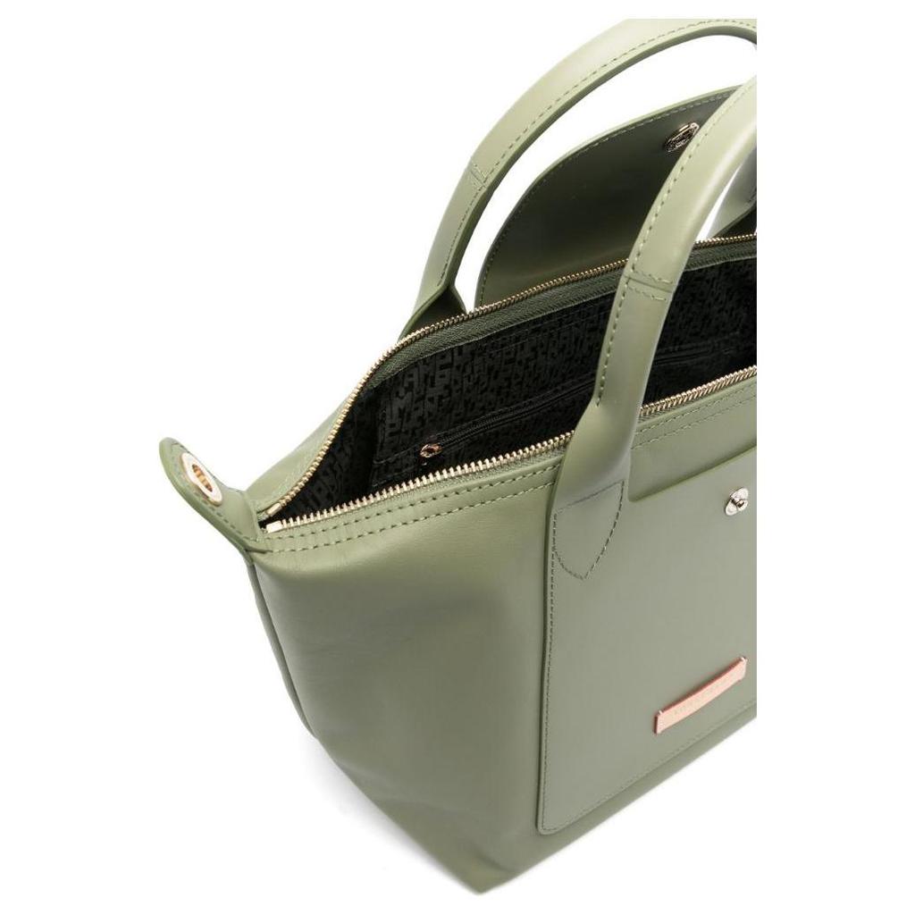 Longchamp Le Pliage Xtra Metal Logo Flap Snap Closure Calfskin Tote Bag Shopping Bag Shoulder Crossbody Handbag Small Women Tote Green 1512HFZ466
