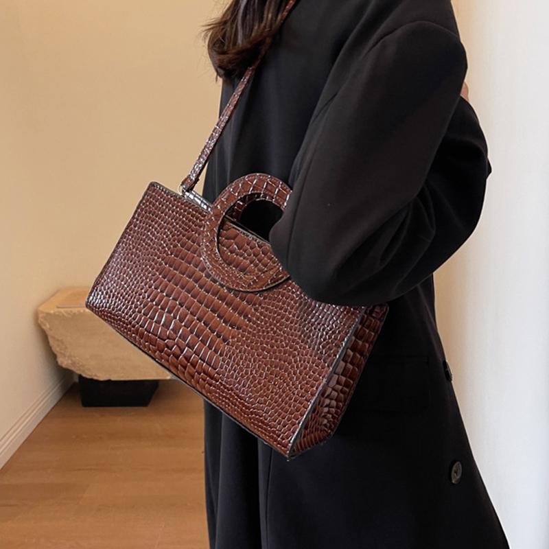 Casual Crocodile Shoulder for Women Large Capacity Top Handle Bags Women's Crossbody Bags Vintage Fashion