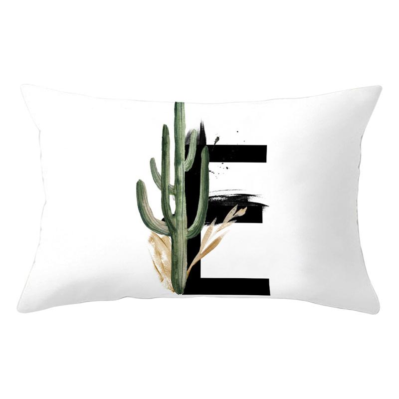 30x50cm 26 Letters Polyester Pillowcase Green Leaves Plant Cushion Cover Living Room Home Decoration Car Waist Throw Pillow Case