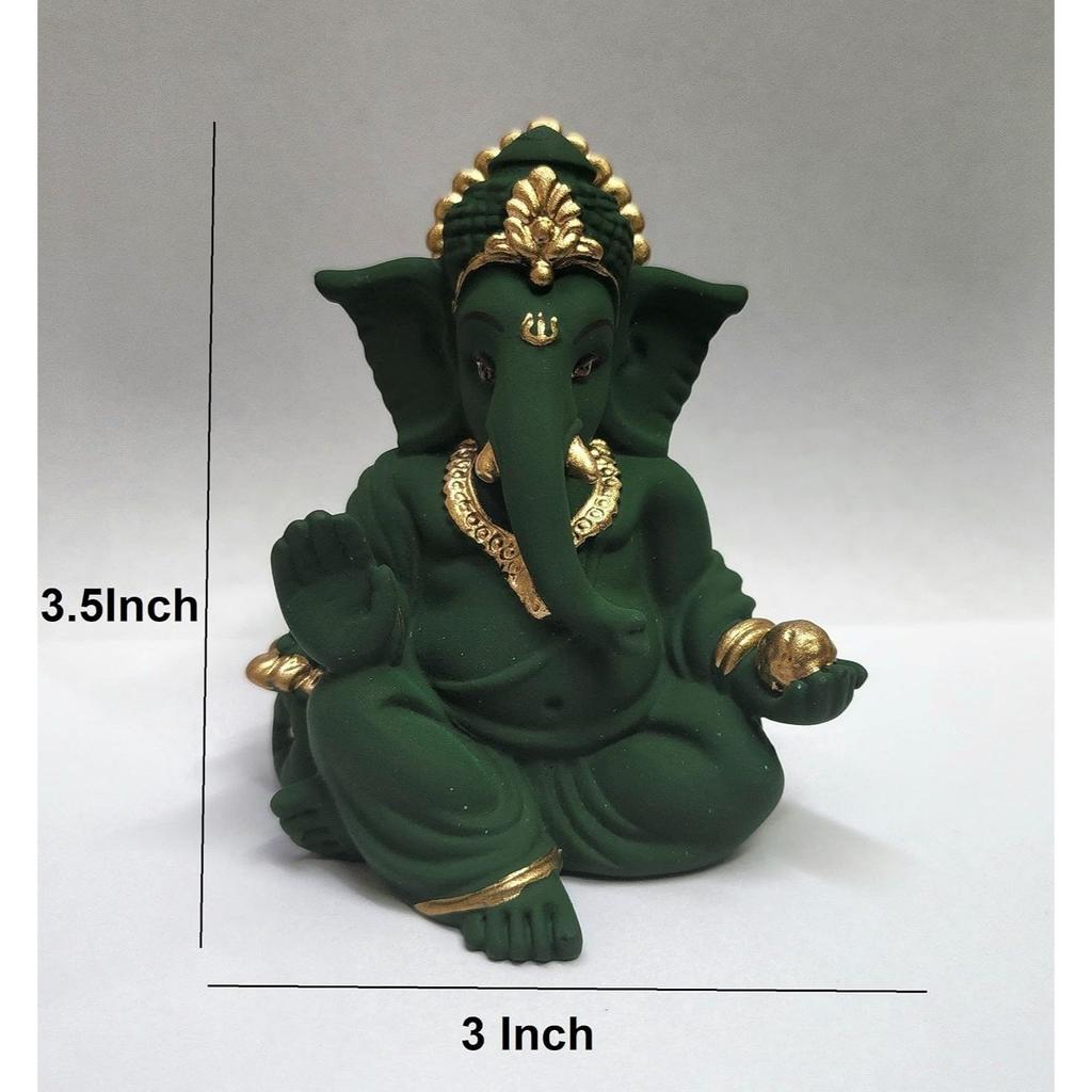 Gaddi Ganesha for Car Dashboard Home Decor Gifting Diwali Birthday Festivals (GADDITERRACOTTAGREEN)