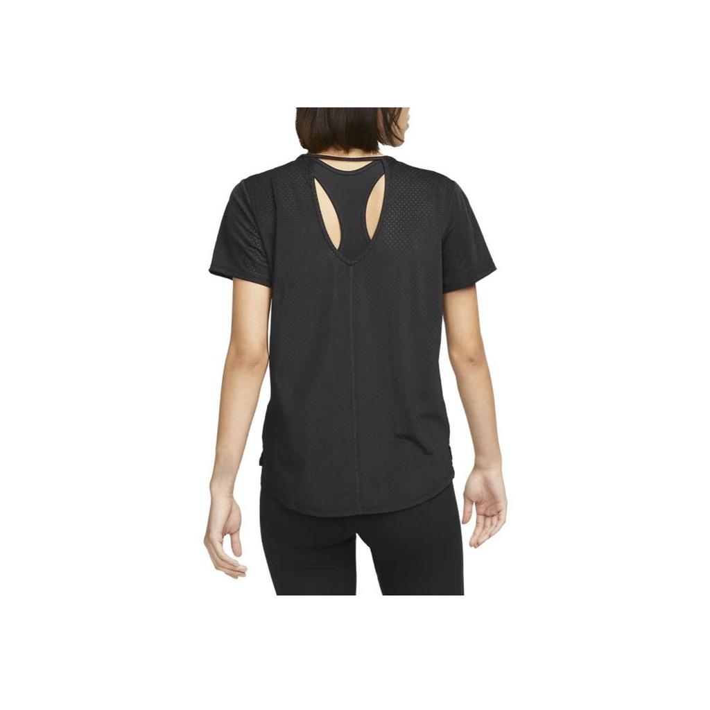 Nike Dri-Fit One Breathe Solid Backless Round Neck Short Sleeve T-Shirt Women Tops Black DX0132-010