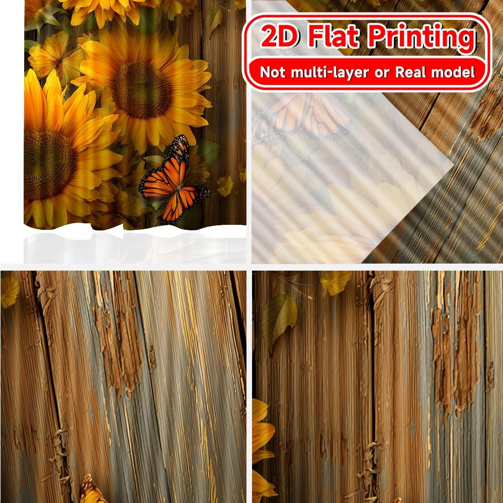 Sheer Flat Printing Butterfly Sunflowers Popular Creative Curtains Semi Decorations Home Decorative Curtain Set Of 2 Made Polyester Washable