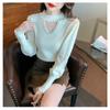 Autumn and Winter Women's Knitwear Bottoming Shirt Design Sense of Beading Hanging Neck Half-high Neck Blouse Inner Long-sleeved Tops
