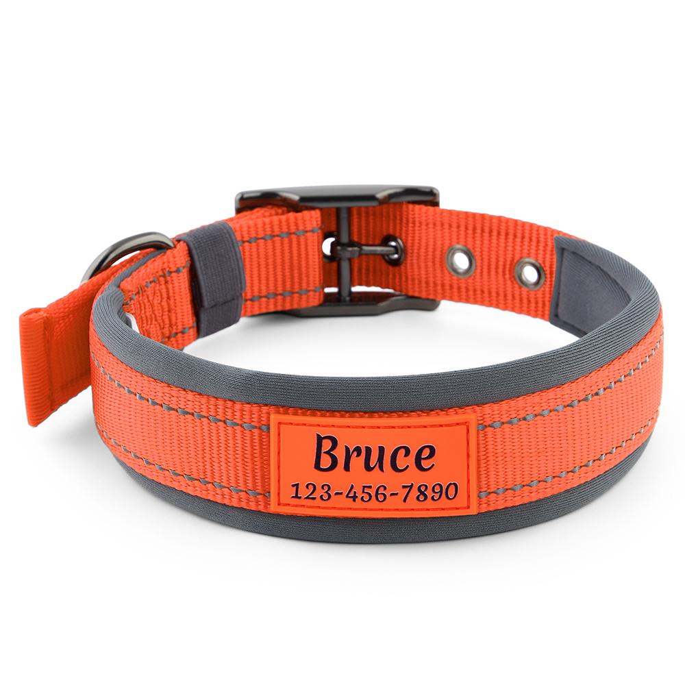Personalized Dog Collar with Name and Phone number, Metal Belt Buckle Xl