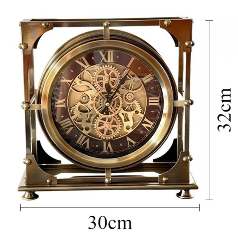 Retro Table Clock Luxury Desk Watch Decorative Silent Tabletop Clocks Aesthetic Living Room Desktop Watches Table Decoration