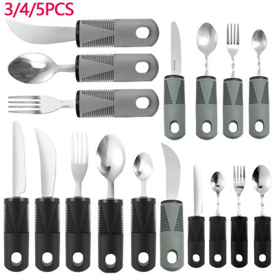 Camping Utensil Set Stainless Steel Adaptive Cutlery with Fork Spoon for Elderly Outdoor Camping Anti Shake Weak Hand Grip Tools