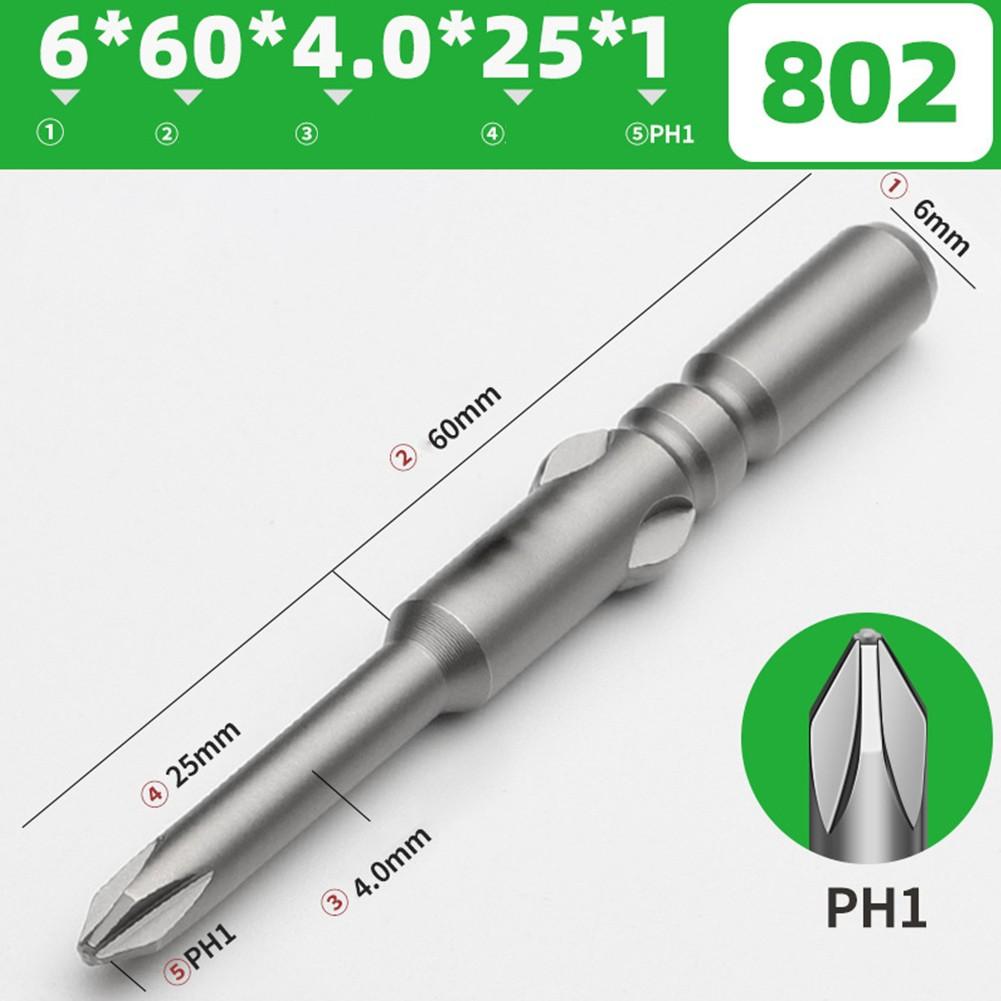 802 Electric Cross Screwdriver Bit Set with PH0 PH1 PH2 Heads 60 200mm