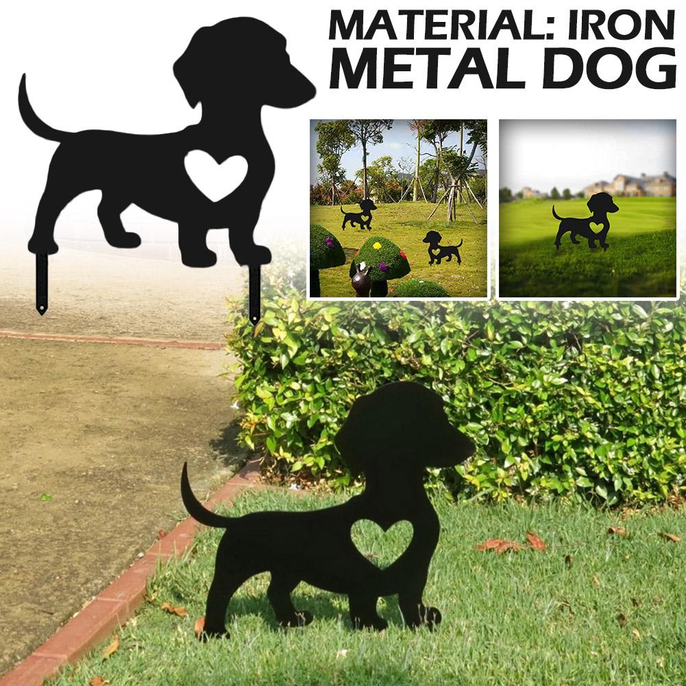 1 Pcs Wrought Iron Modern Dog Sculpture Abstract Dog Simple Decoration Statue Art Home Ornament L9C2