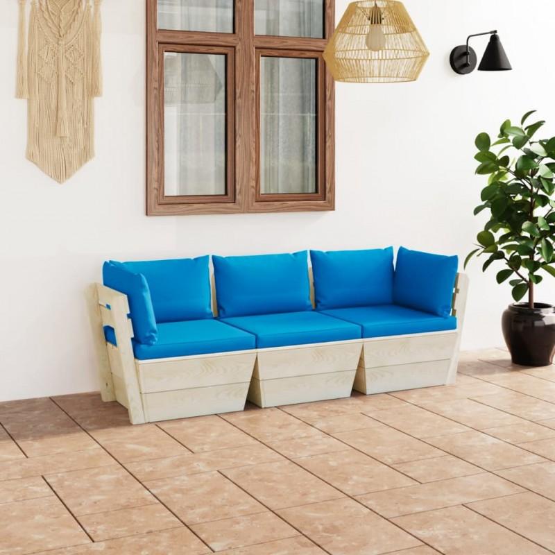Day and Night - Day and Night 3-seater Garden Pallet Sofa with Fir Wood Cushions