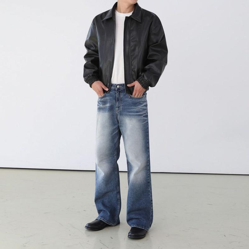 

Piushuai короткая мотоциклетная кожаная куртка мужская весенняя куртка корейский стиль свободные лацканы кожаная куртка 2XL чёрный