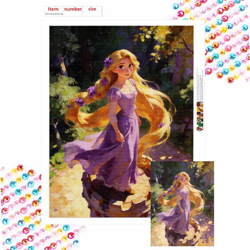 Disney Diamond Painting Kit Tangled Rapunzel Room Wall Decor Handmade Art Gift Round 20x30cm