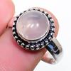 Rose Quartz Gemstone Handmade 925 Sterling Silver Jewelry Ring Size 9.5