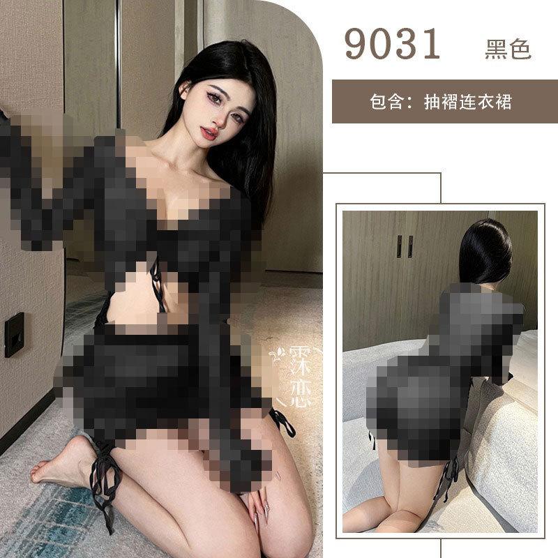 Sexy hollow mesh lace-up lingerie seduces spice girls perspective hip wrap slim nightclub uniform suit