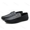 Man Casual Shoe Flat Loafers Black Leather Shoes Men Soft Moccasin Round Toe Fashionable Business Casual Shoes Size 45 Zapatos