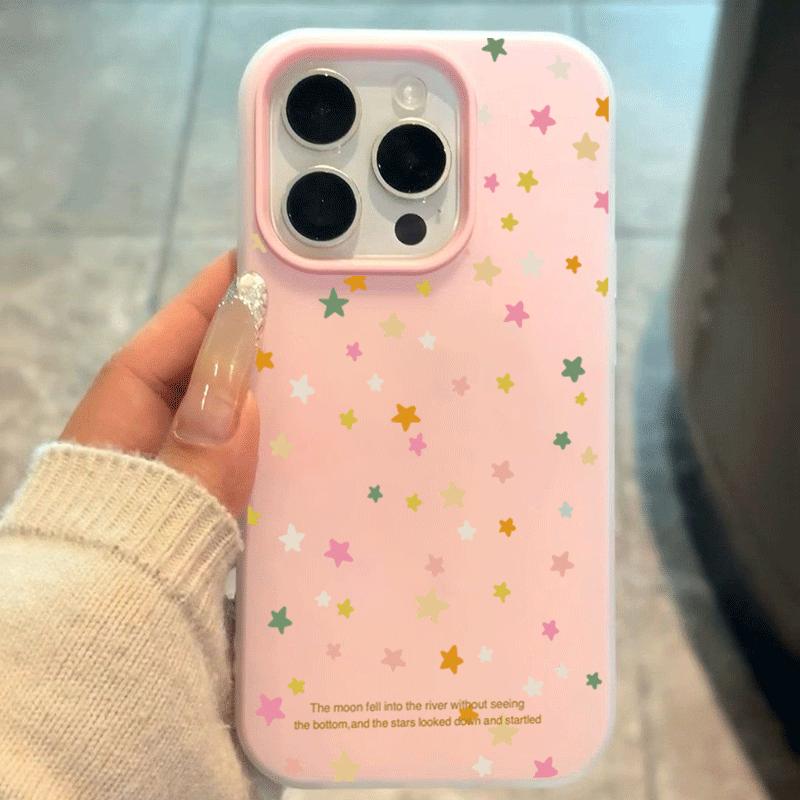 Cute Colorful Stars Pattern Phone Case For iPhone 16 17 Pro 15 14 Plus 13 12 11 Pro 16e 17e Air XR X XS Max 7 8 Plus Soft Cover
