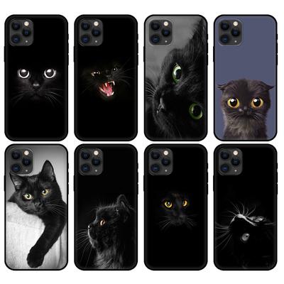 Černé pouzdro tpu pro iphone 5 5s se 6 6s 7 8 plus x 10 XR XS 11 12 13 pouzdro mini pro MAX silikonový kryt Black Cat Staring Eye On