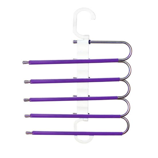 

Multi-layer Trouser Rack Storage Holder Anti-Slip Foldable Design Versatile Stainless Steel Anti-Slip Clothes Hanger Scarf Holder A фиолетовый