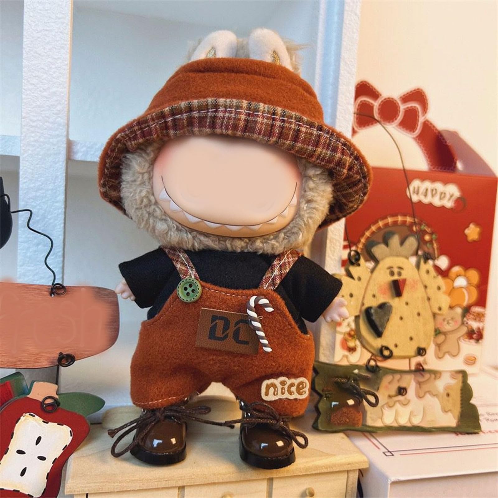 

[FUYUERO] Labubu Dress-Up Costume Set for 17cm Labubu Plush Dolls, Designer Style, Stylish, Chic Costume Coordination Set (LBB-004, Doll Sold