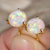 6/7/8MM Runde Stein Schraubverschluss Ohrstecker Weißes Feueropal Ohrstecker Für Frauen Trendige Goldfarbe Hochzeitsschmuck Minimalistisches Geschenk