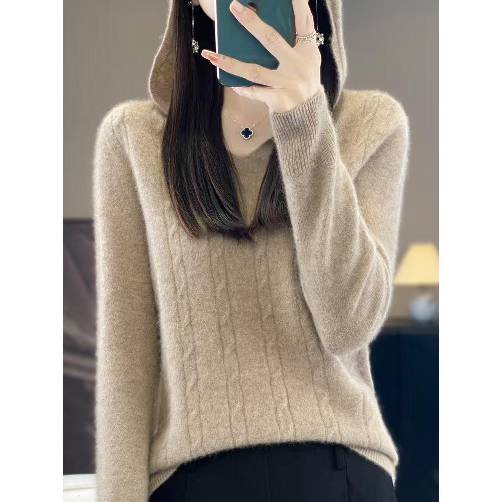 A New Style of Hoodie, A Women's Twisted Knitted Pullover, Is A Top for Autumn and Winter