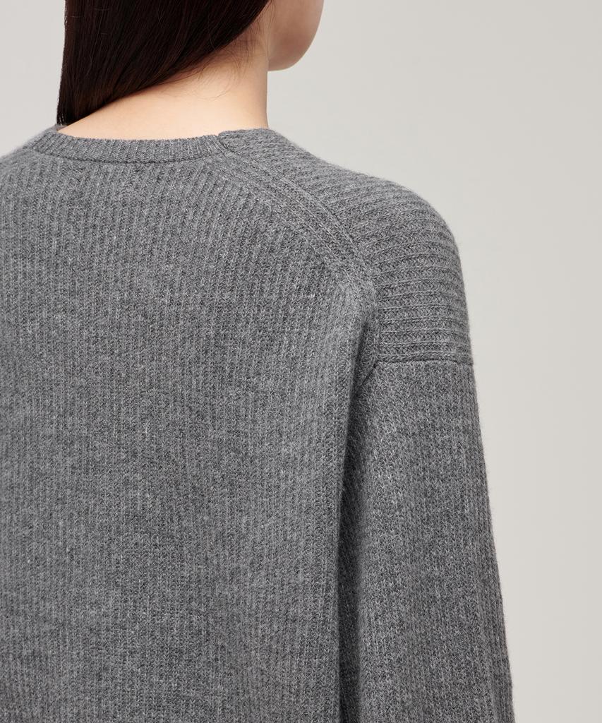 MUSINSA STANDARD WOMAN Women'S Lambswool Ribbed V-Neck Knit [Medium Grey]