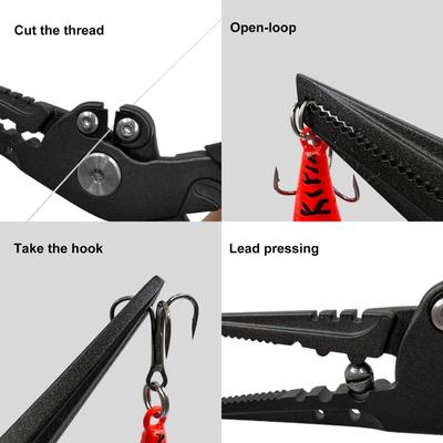 Hook Remover Braided Fishing Line Cutter Rings Openers Fishing Plier Fishing Tackle Multitool Metal Plier with Safe Lock
