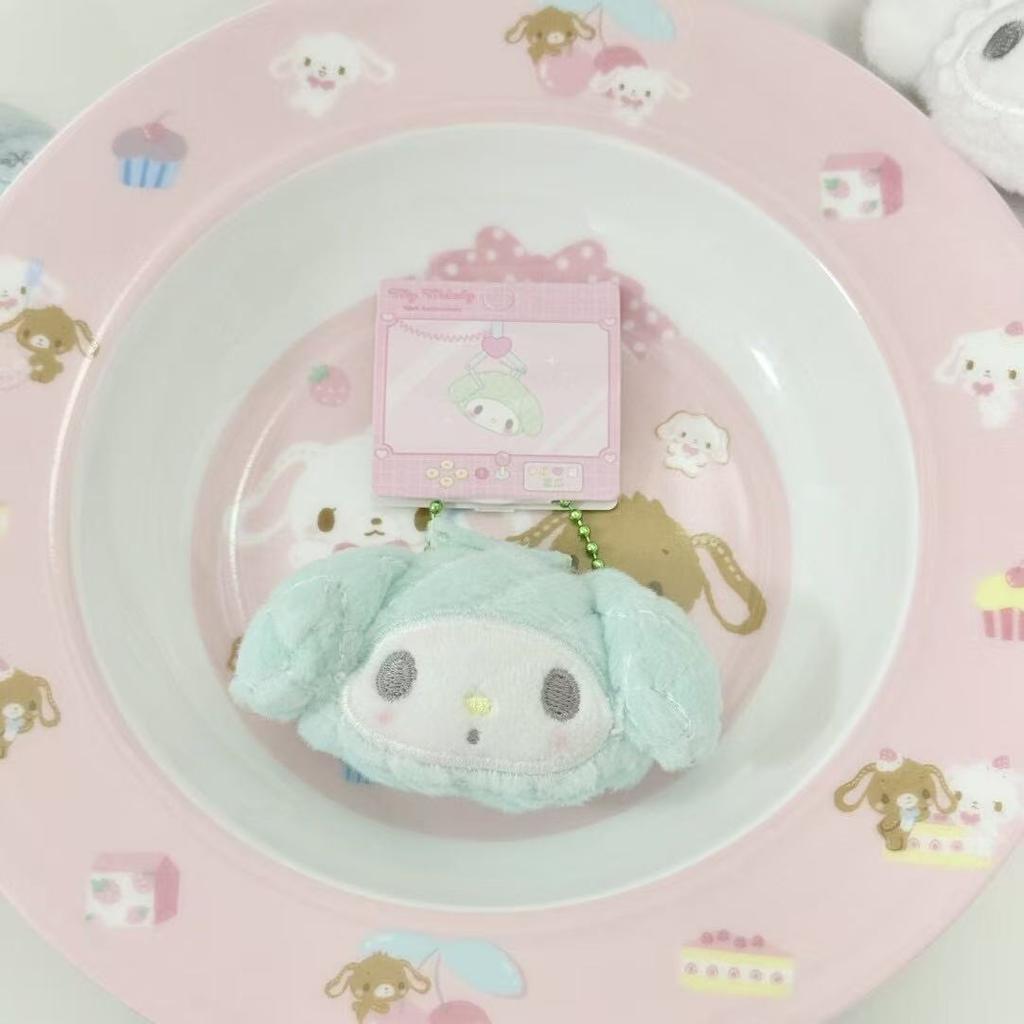 My Melody Plush Keychain Hairpin Cute My Sweet Piano Head Shape Bowknot Fluffy Plush Hairpin Barrettes Bangs Clip Girls